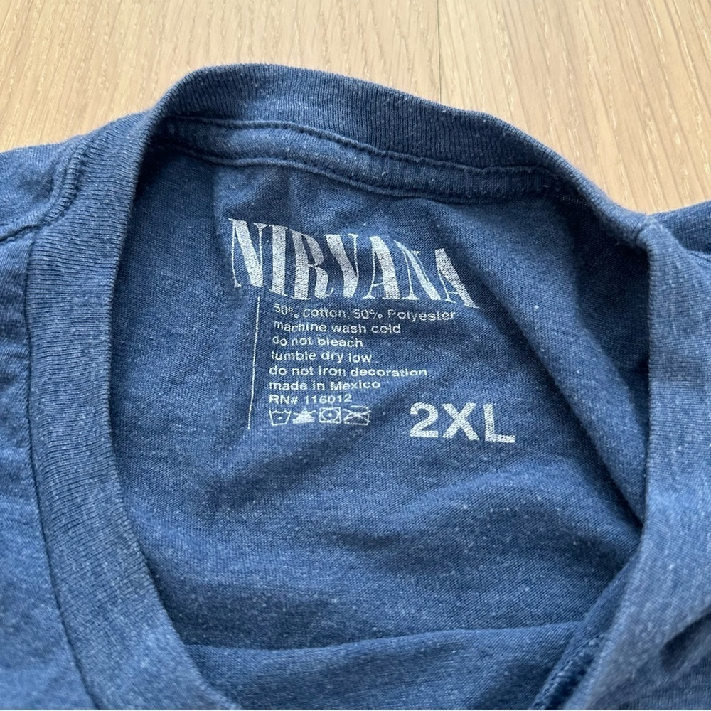 Nirvana Band Tee Tshirt XXL Blue Yellow Smiley Face Rock Classic Cotton Grunge - Picture 2 of 5